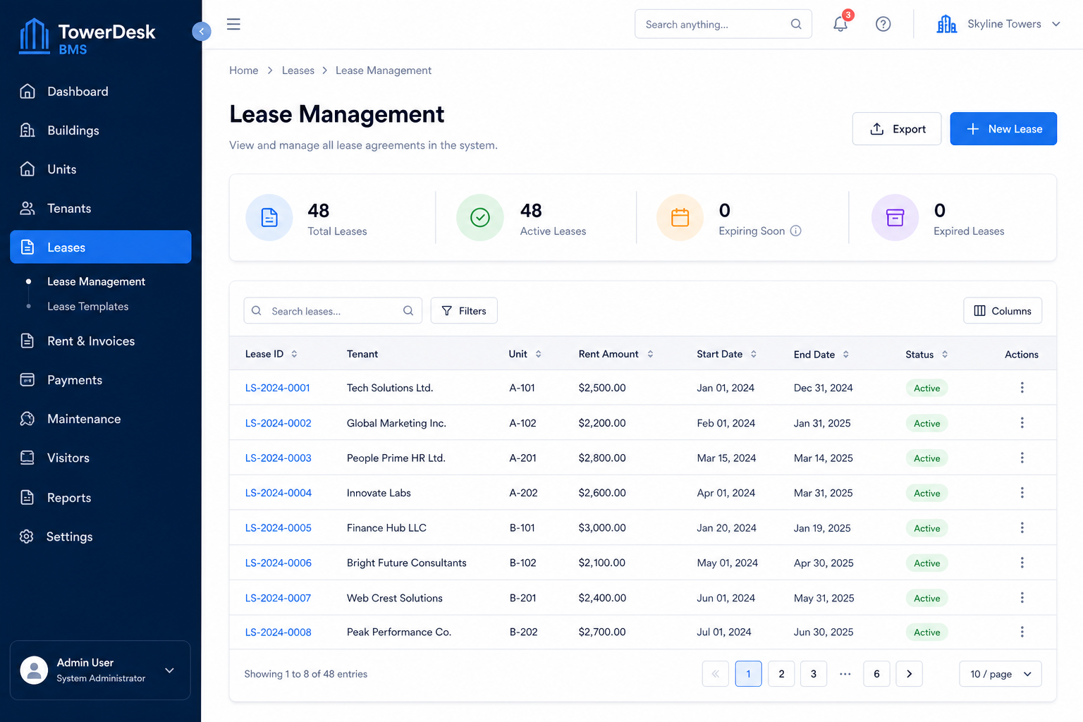 TowerDesk lease management
