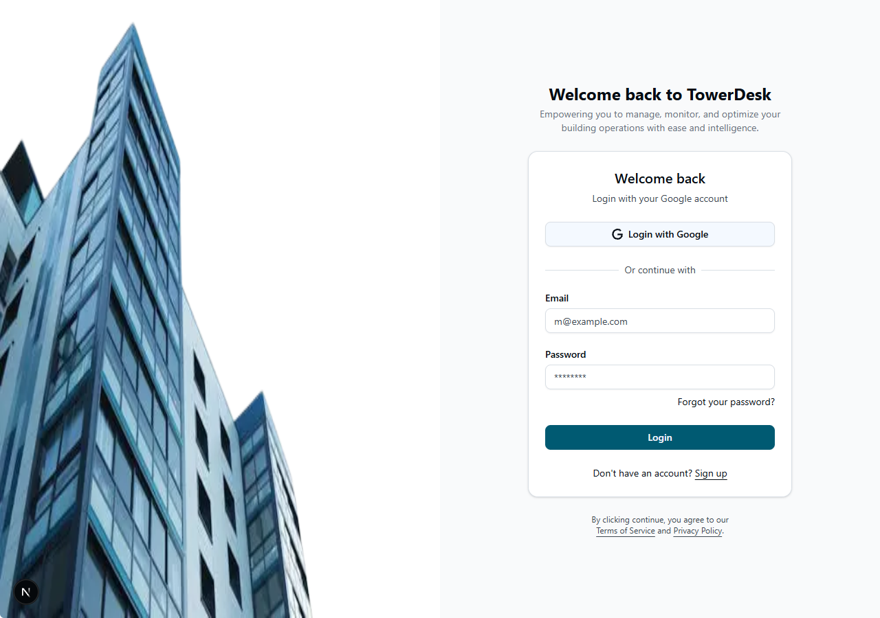 TowerDesk sign-in page